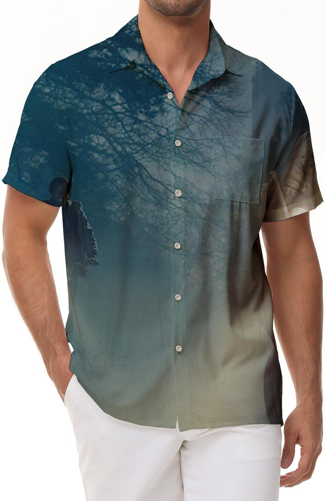 Misty forest personality shirt fashion suitable for men short sleeve tropical Hawaii leisure holiday style