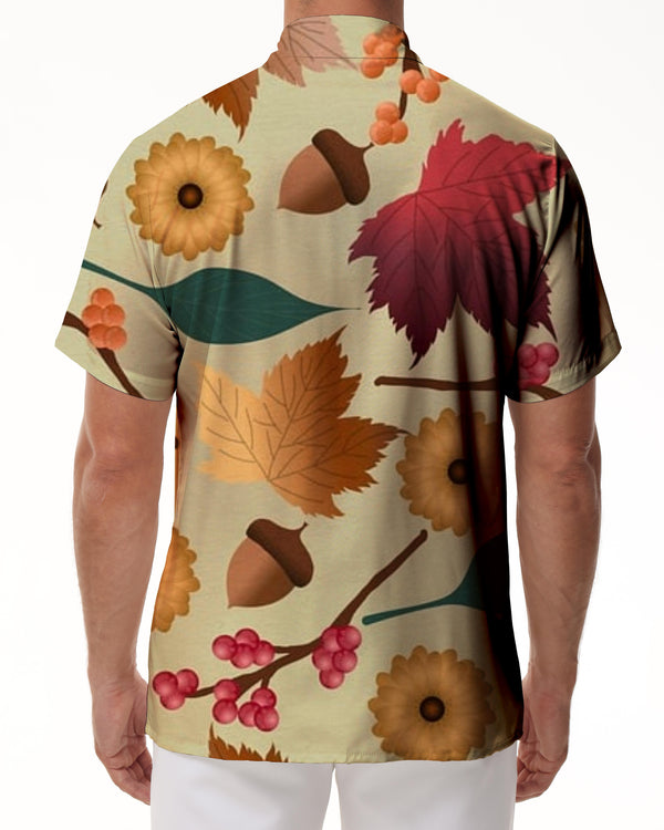 
Maple Leaf Summer Fashion Men's Casual Loose Regular Short Sleeve Hawaiian Button Tie Beach Vacation Short Sleeve
                