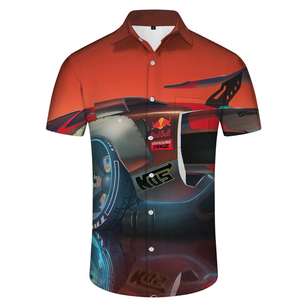 
Red Bull Sports Car Mens Casual Tail Summer Button Lapel Everyday Streetwear
                