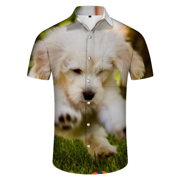 
Fun white animal button down lapel Hawaiian short sleeve shirt men's casual loose tropical short sleeve button down beach shirt s'y
                