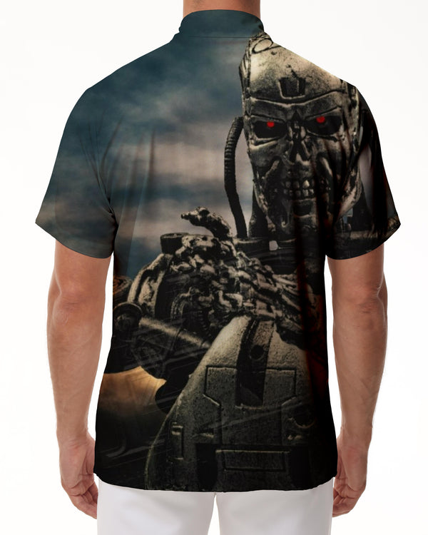 
Mech Skeleton Warrior Men's Hawaiian Shirt Tropical Short Sleeve Button Beach Clothing
                