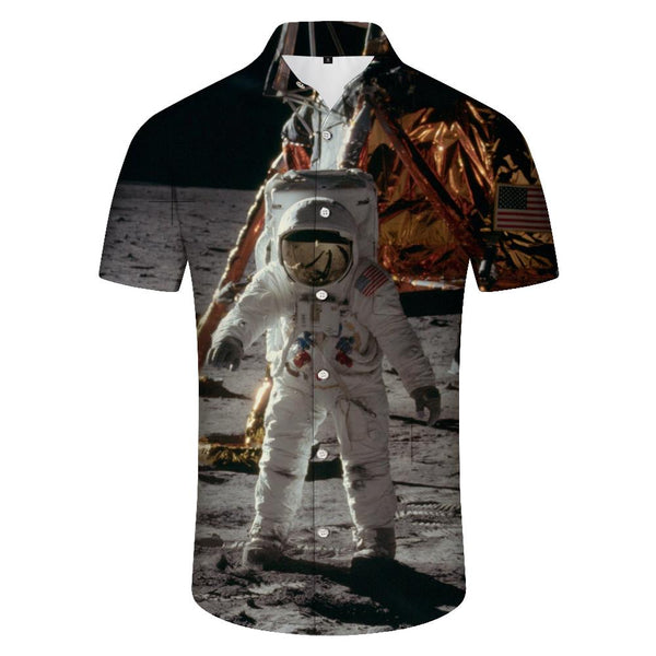
Outer Space Astronaut Mens Cuban Collar Shirt Casual Button Down Shirts Short Sleeve for Vacation Beach
                