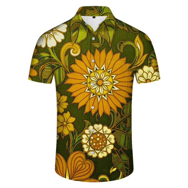 
Fashion simple retro fun men's casual Hawaiian button lapel regular style comfortable breathable short sleeve shirt
                