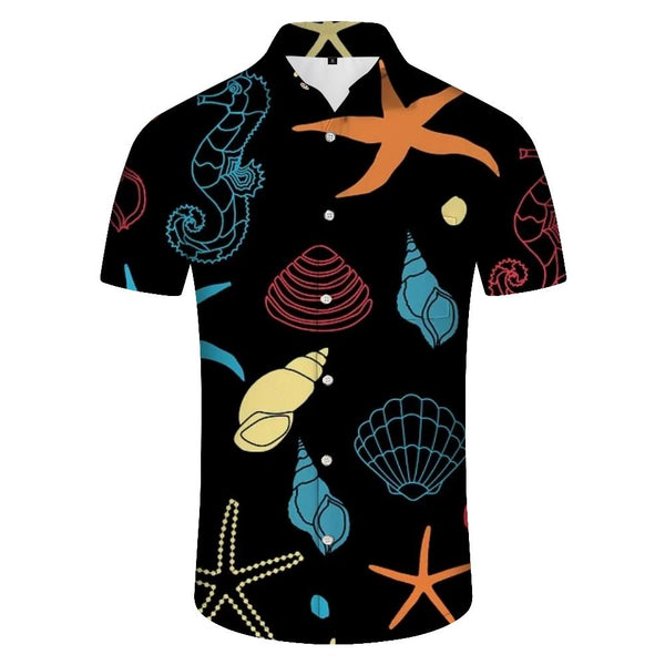 
3D Fashion Men's Hawaiian Shirt Loose Undersea Pattern Casual Print Beach Button Tropical Shirt Short Sleeve
                