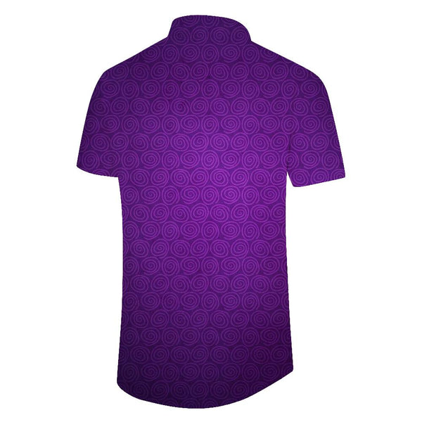 
Patterned purple retro fashion style short-sleeved shirt tropical Hawaiian button pocket lapel men's casual short-sleeved shirt loose
                