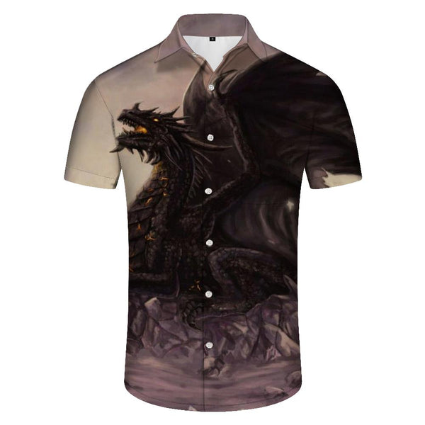 
Black Flying Dragon Mens Summer Casual 3d Printed Beach Short Sleeve Button Shirt Holiday Day Street Shirt Short Sleeve
                