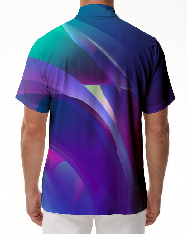 
Hawaiian short sleeve button down men's shirt abstract colorful liquid blue purple fashion
                