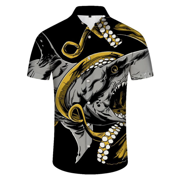 
Novelty Black Cool Shark Print Mens Hawaiian Shirt Short Sleeve Casual Button Shirt Summer Beach Shirt Vintage
                
