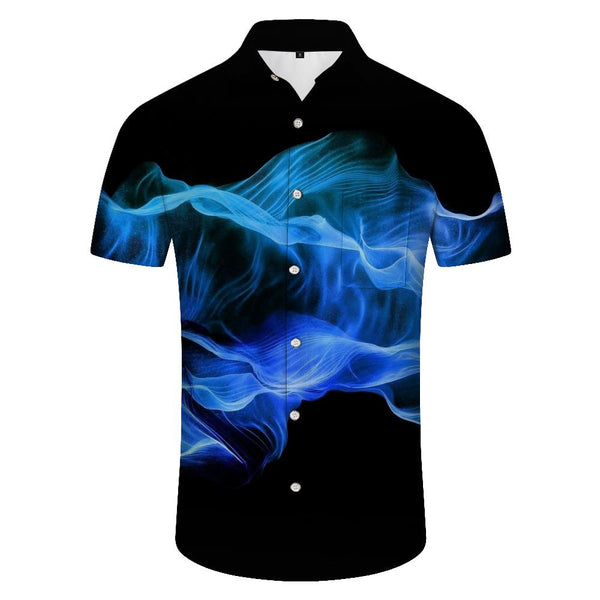 
Black flame summer shirt casual fashion Hawaiian four seasons men's short sleeve button fashion lapel
                