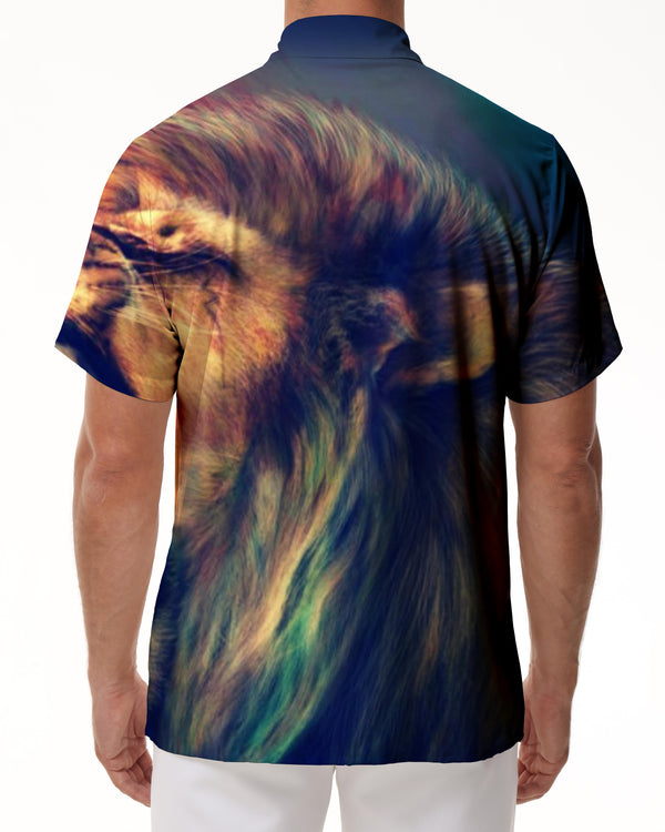 
Button Lion Roar Men's Shirt Short Sleeve Shirt Hawaiian Shirt Casual Summer Beach Vacation
                