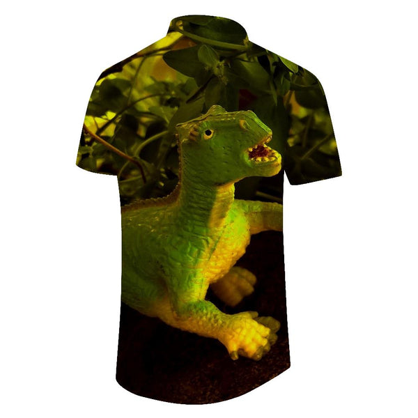 
Abstract Green Dinosaur Men's Short Sleeve Button Down Shirt Regular Fit Pocket Beach Shirt
                