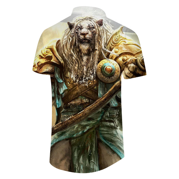 
Ancient mythical beast Hawaiian button daily street comfortable men's 3D animal print shirt pattern short sleeve loose breathable top
                