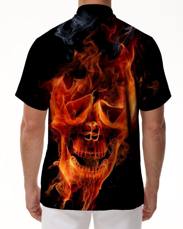 
Flame Skull Men's Polyester Printed Short Sleeve Casual Men's Shirt Wide Lapel Short Sleeve Button Tropical Short Sleeve Shirt Seaside Beach
                