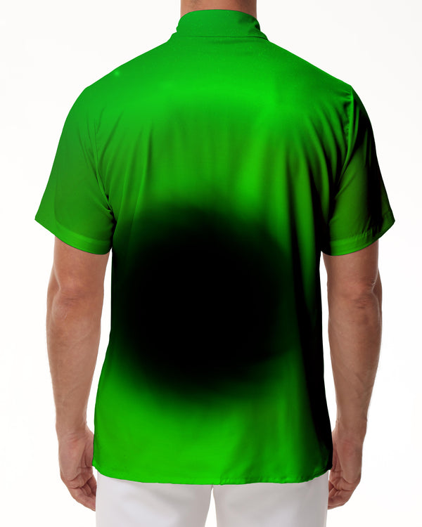 
Fashion Tops Green Black Hole Summer Lapel Button Shirt Loose Casual Short Sleeve Shirt with Pockets
                