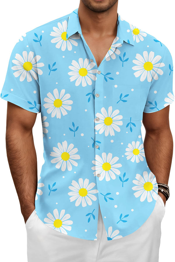 Hawaiian Shit for Men Beach Summer Mens Buton Down Short Sleeve Shit Tropical Vacation Casual Clothes