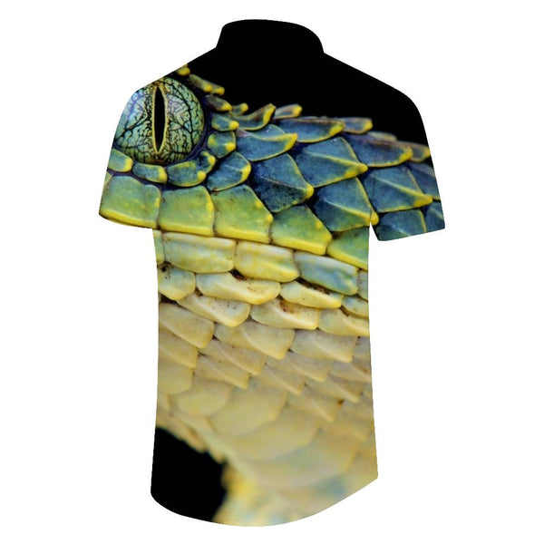 
Scales Covered Green Animal Snake Summer Hawaiian Four Seasons Button Top Shirt Men Comfortable Breathable Fashion Shirt
                