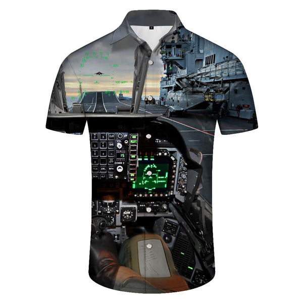 
Men's Airliner Cockpit Pilot Aircraft Short Sleeve Beach Shirt Hawaiian Shirt Summer Clothes Lapel Shirt Casual Tops Printed Business Clothing
                