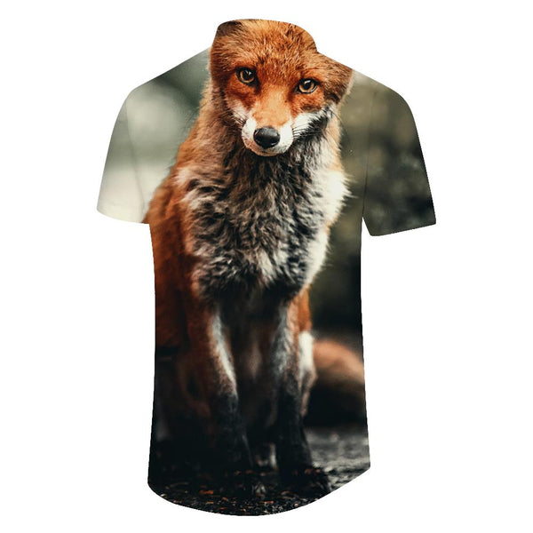 
Wild Fox Animal 3D Printed Men's Casual Loose Short Sleeve Shirt Tropical Summer Casual Short Sleeve Top
                