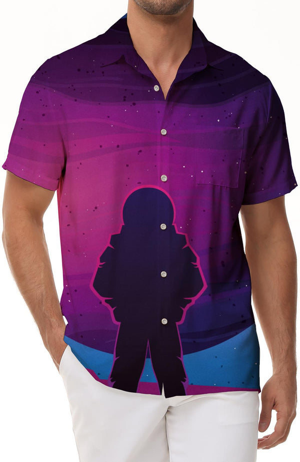 Colorful cartoon anime silhouette digital print men's casual button-down shirt Hawaiian print shirt classic style short sleeve
