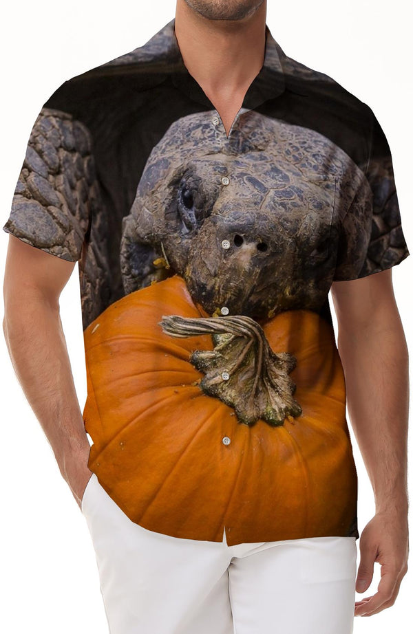 Printed men's short-sleeved shirt Hawaiian clothing giant thousand-year-old turtle Hawaiian shirt top