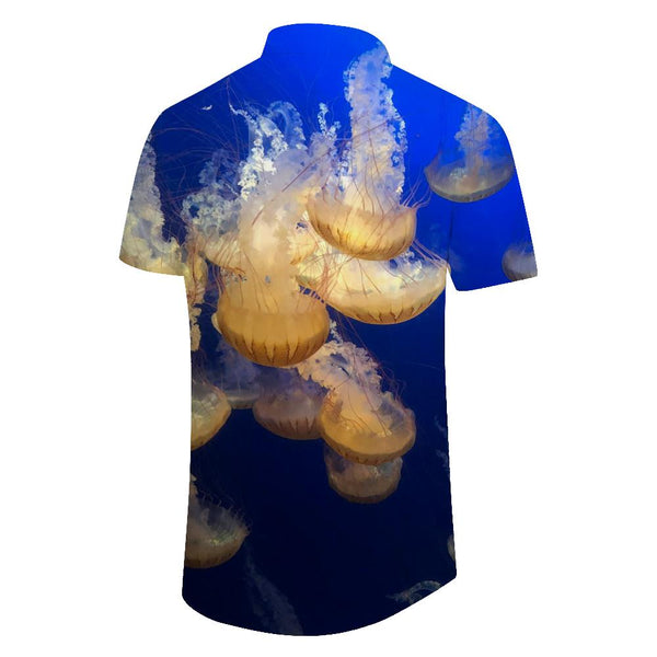 
Beautiful Falling Art Jellyfish Men's Hawaiian Shirt Short Sleeve Button Casual Shirt Tropical Seaside Beach Clothing
                