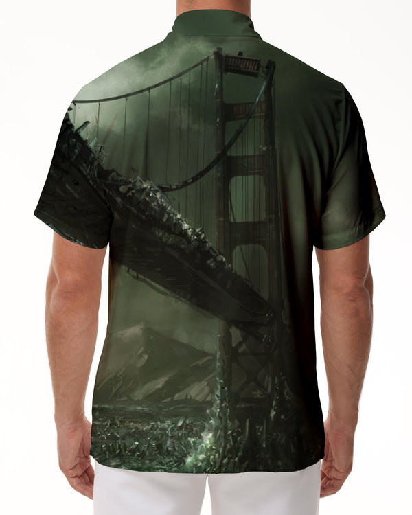 
Collapsed bridge tropical beach shirt Hawaii men's casual loose vacation seaside resort clothing
                