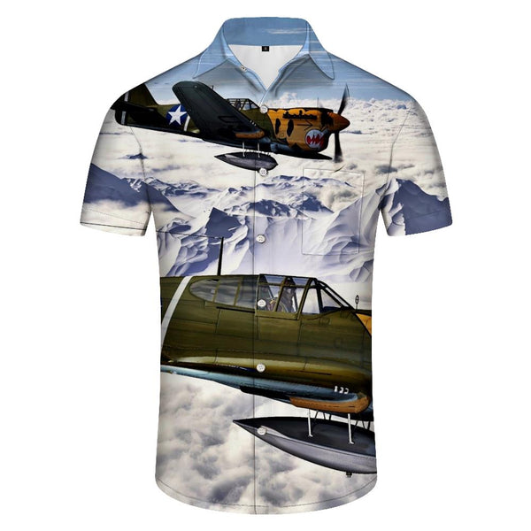 
Snow Mountain Helicopter Men's Beach Shirt Four Seasons Button Casual Short Sleeve Hawaiian Tropical Short Sleeve
                