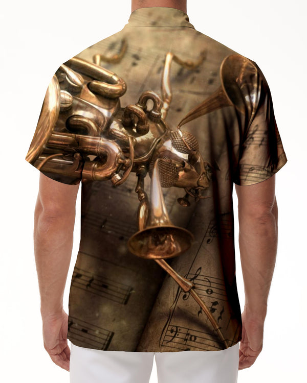 
Yellow trombone music sheet music shirt men's Hawaiian shirt 3D shirt men's Hawaiian shirt short sleeve
                