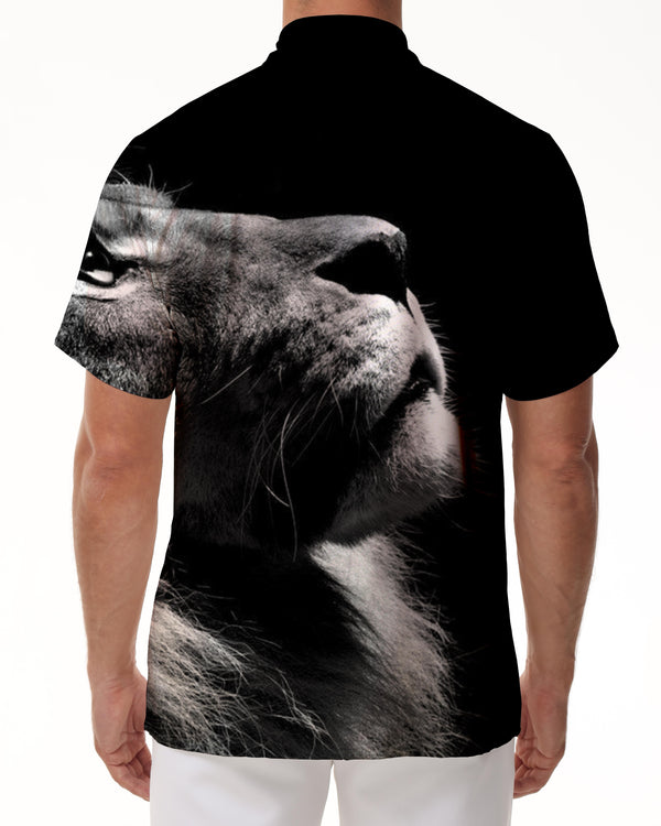 
Black and white animal lion mens shirt button down formal shirt summer casual short sleeve tops for office travel beach
                