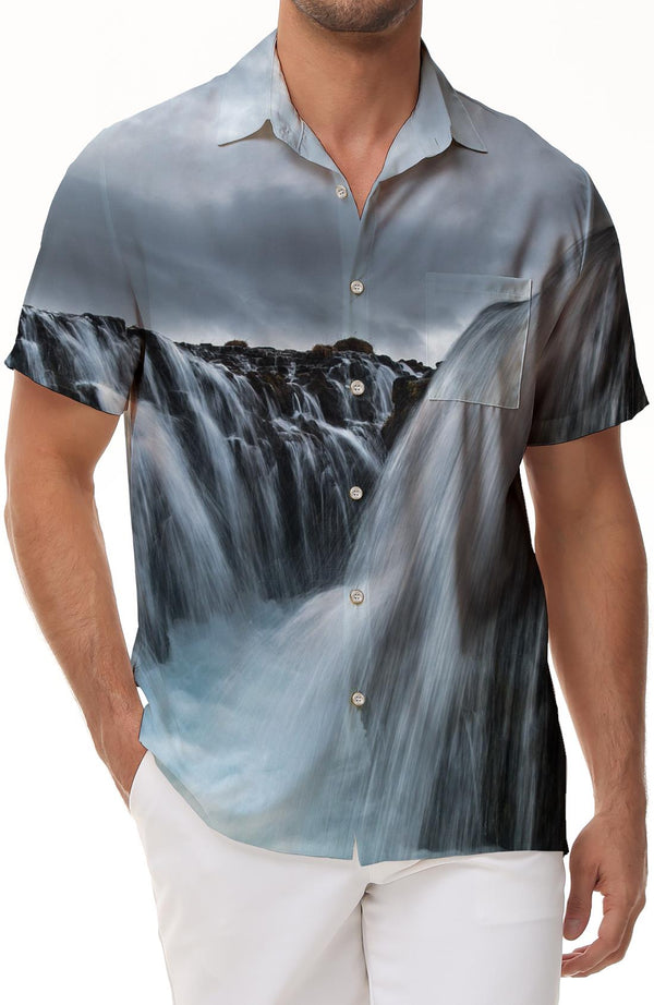 Magnificent Waterfall Falls Hawaiian Shirt Mens Button Down Short Sleeve Shirt Fashion Summer Beach Wear