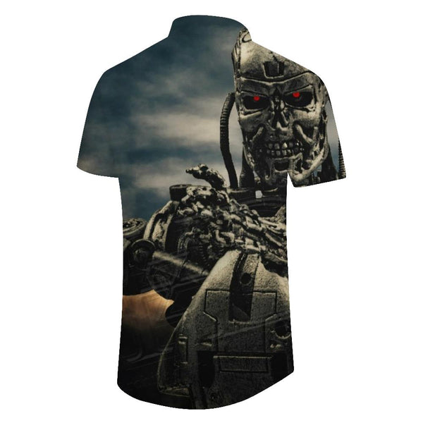 
Mech Skeleton Warrior Men's Hawaiian Shirt Tropical Short Sleeve Button Beach Clothing
                