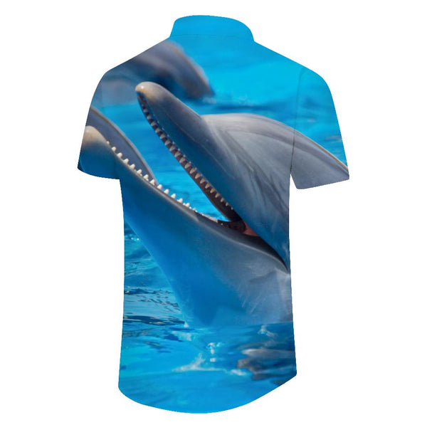 
Dolphin Fun Men's Seaside Shirt Short Sleeve Button Hawaiian Shirt Summer Casual Beach Shirt
                