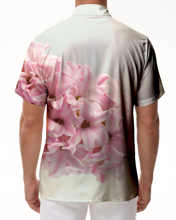 
Hyacinth flowers trendy tropical summer casual mens button down Hawaiian shirt clothing mens beach shirt vintage
                