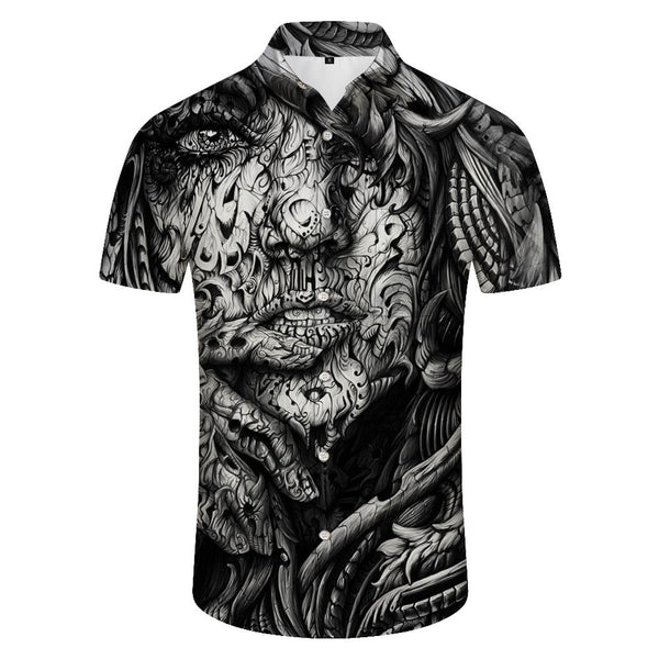 
Gray artistic style casual short-sleeved men's loose, comfortable, breathable and fashionable seaside beach short-sleeved
                