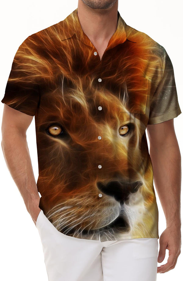 Golden Lion Shirt Animal Shirt 3D Printing Short Sleeve Men's Top Hip Hop Fashion New Summer