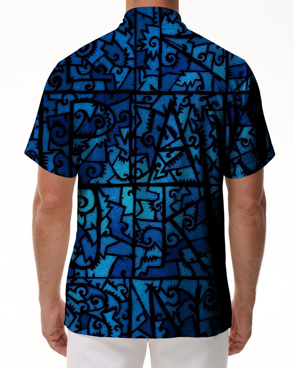
Summer Men's Hawaiian Shirt Casual Shirt Short Sleeve Button Beach Shirt Tropical Fashion Shirt Abstract Blue Pattern
                