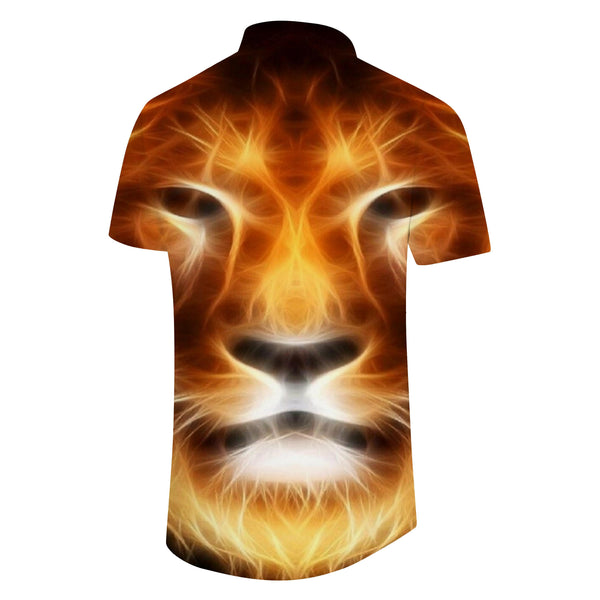 
Hawaiian Button Abstract Short Sleeve Jungle King Lion Men Shirt Lapel Fun Beach Shirt
                