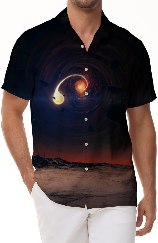 Sky Personalized Men's Casual Loose Short Sleeve Shirt Hawaiian Button Lapel Pocket Street Casual Men's Tops