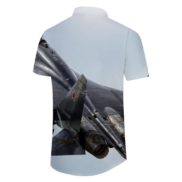 
Soviet fighter jet print jet regular fit men's casual fashion short sleeve suitable for beach summer shirt button down four seasons short sleeve shirt stylish tropical
                