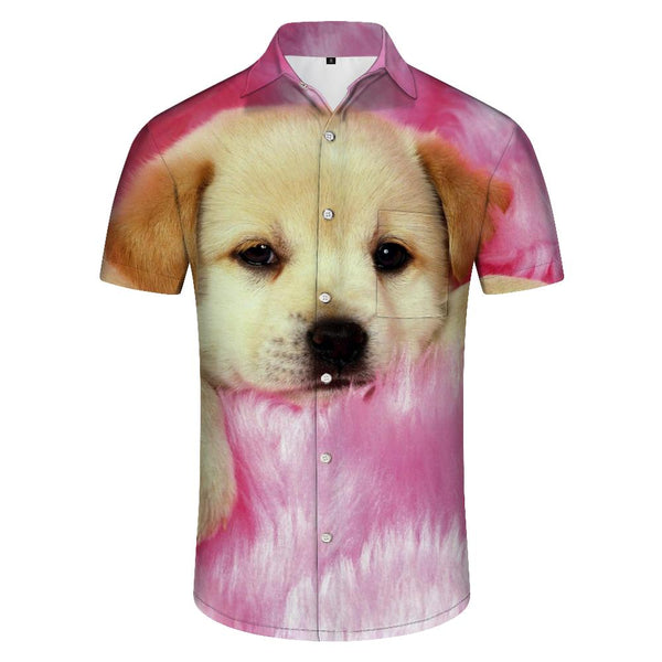 
Labrador Retriever Printed Men's Button Loose Hawaiian Shirt Casual Summer Beach Shirt with Pockets Short Sleeves
                