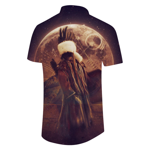 
Native American Short Sleeve Shirt Hawaiian Button Mens Casual Native American Tops
                