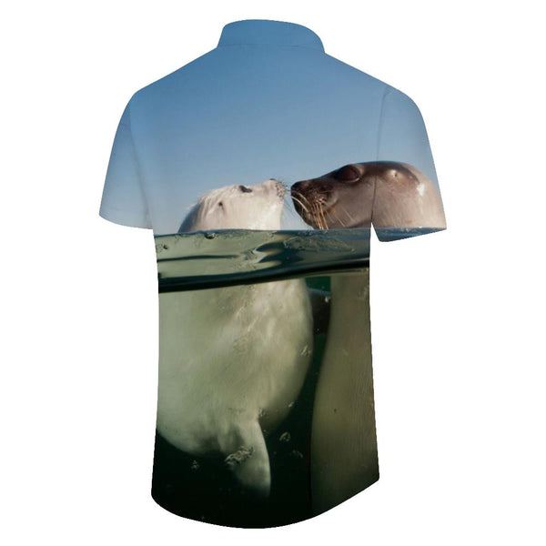 
Beach Cute White Men's Short Sleeve Hawaiian Shirt Short Sleeve Button Down Casual Beach Shirt Short Sleeve Summer
                