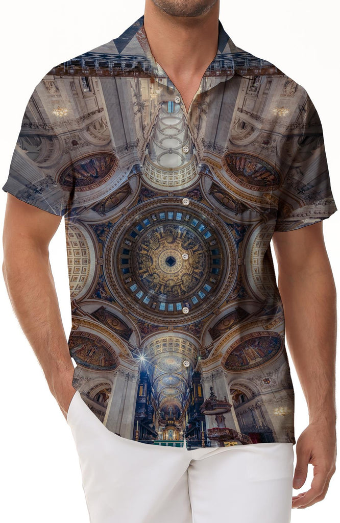 Church ceiling bishop Santa Maria tribute Venice Italy men's shirt quick-drying short sleeve