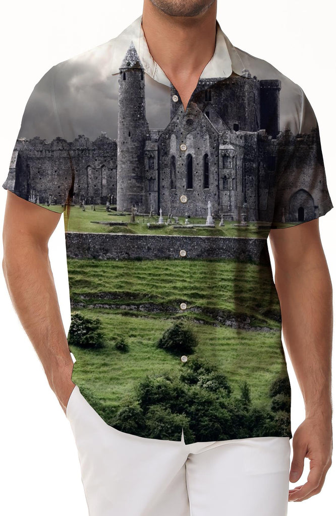 Qatar fashion personality men's summer travel button shirt casual short sleeve Xiawei 3d print pattern