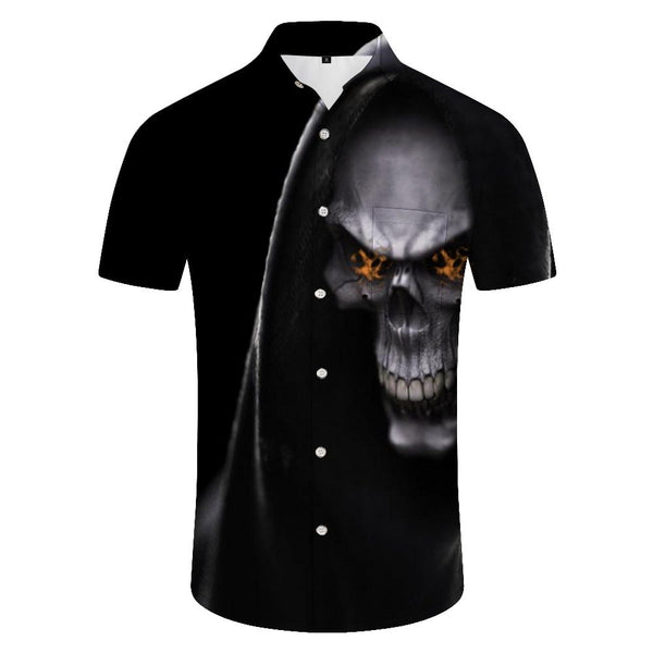
Dark Skull 3D Digital Print Pattern Casual Christmas Tops Men Halloween Print Short Sleeve Button Shirt Retro Men
                
