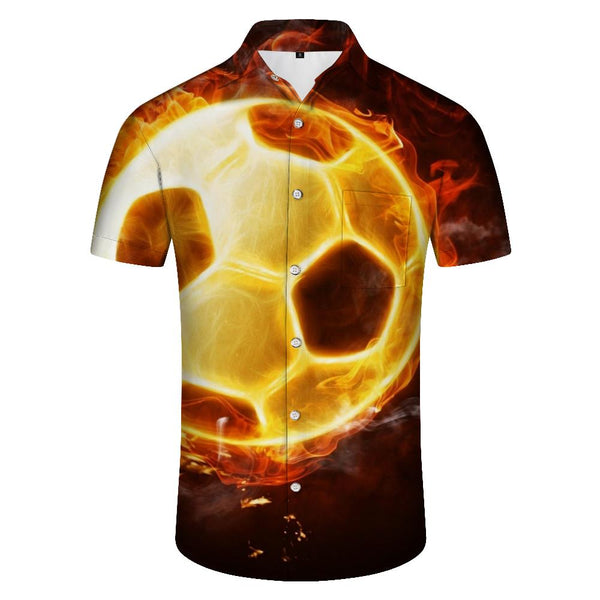 
Football burning football sports flame short sleeve shirt men's casual Hawaiian casual button down short sleeve shirt pattern button down
                