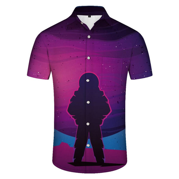 
Colorful cartoon anime silhouette digital print men's casual button-down shirt Hawaiian print shirt classic style short sleeve
                