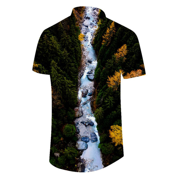 
Natural scenery 3D printing painting floral Hawaiian shirt men's lapel retro street shirt men's casual vacation lapel
                