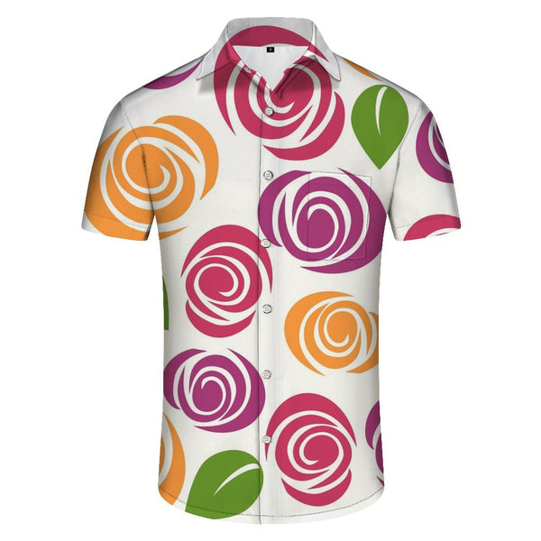 
Abstract Art Flowers Men's Casual Sunrise Vacation Beach Seaside Tropical Four Seasons Lapel Button Short Sleeve Shirt
                