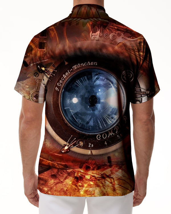 
Blue eyes men's cool 3D pattern short sleeve summer leisure Hawaiian print personality Harajuku breathable thin
                